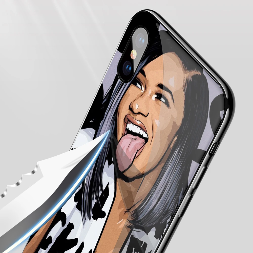 Мягкий чехол Lavaza Nova Cardi B из закаленного стекла для iPhone 6 6S 7 8 Plus 5 5S SE XR X XS 11 Pro MAX |