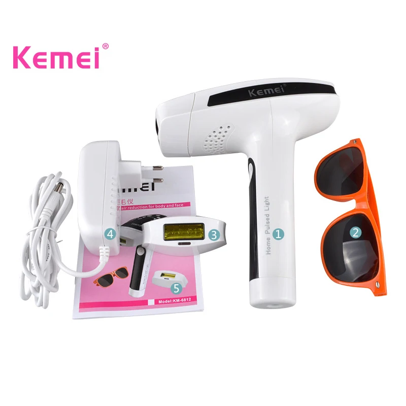 

Kemei Photon Painless Laser Epilator Depilatory Shaver Razor Device Face Skin Care Tools For Female Facial Hair Removal KM-6812
