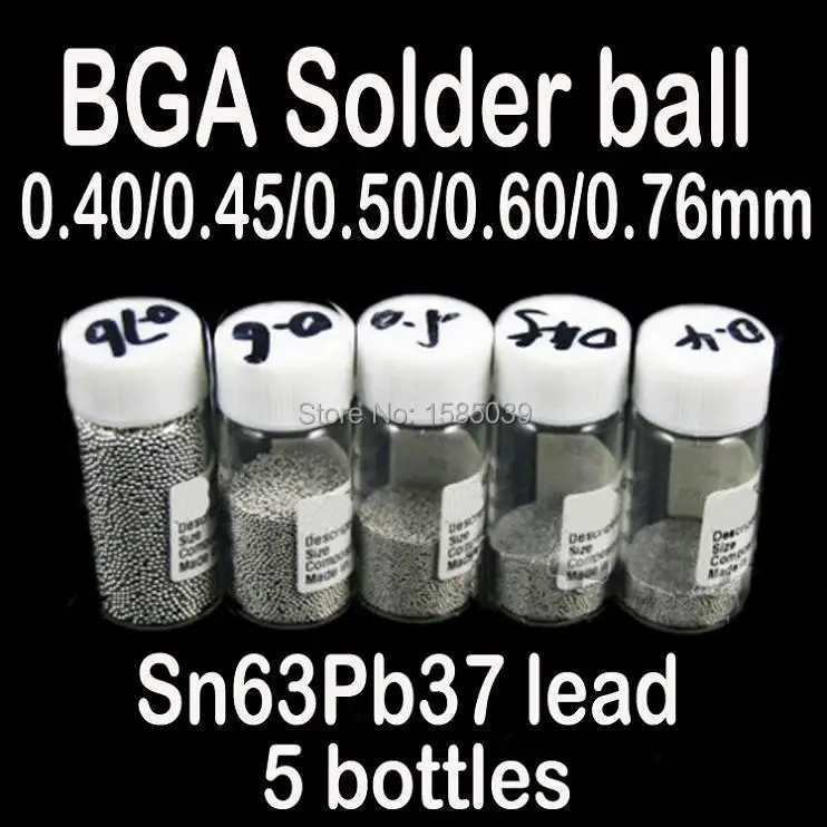 Бесплатная доставка 5 бутылок/набор 0 4 45 6 76 мм BGA свинцовые шарики для припоя 25000
