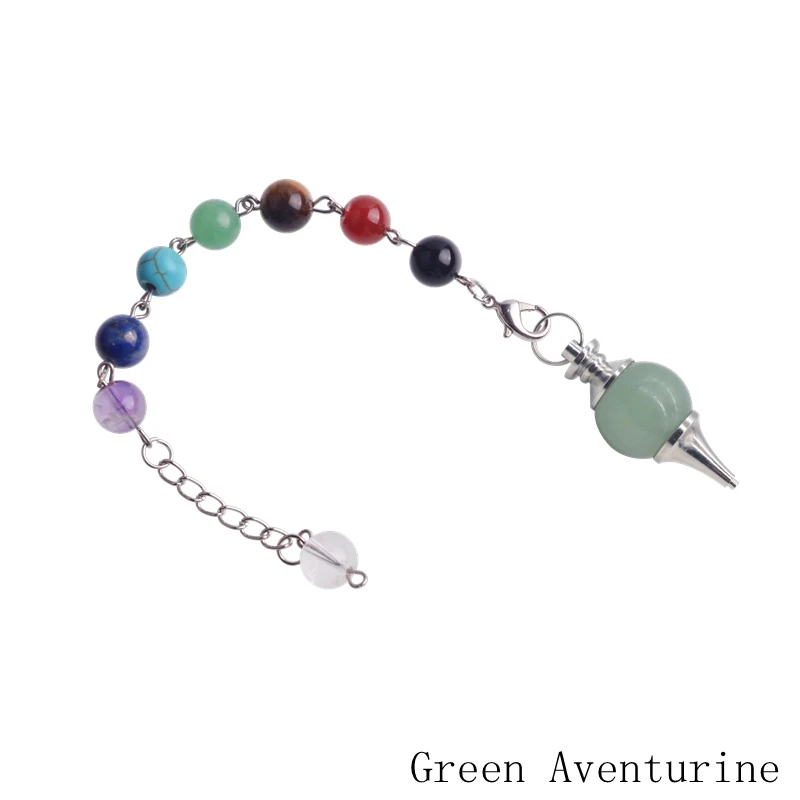 Green Aventurine JOYA подарок Reiki Исцеление 7 Чакра натуральные камни Кристалл кварц маятник Лазурит ожерелье кулон для женщин ювелирные изделия - Окраска металла: Green Aventurine