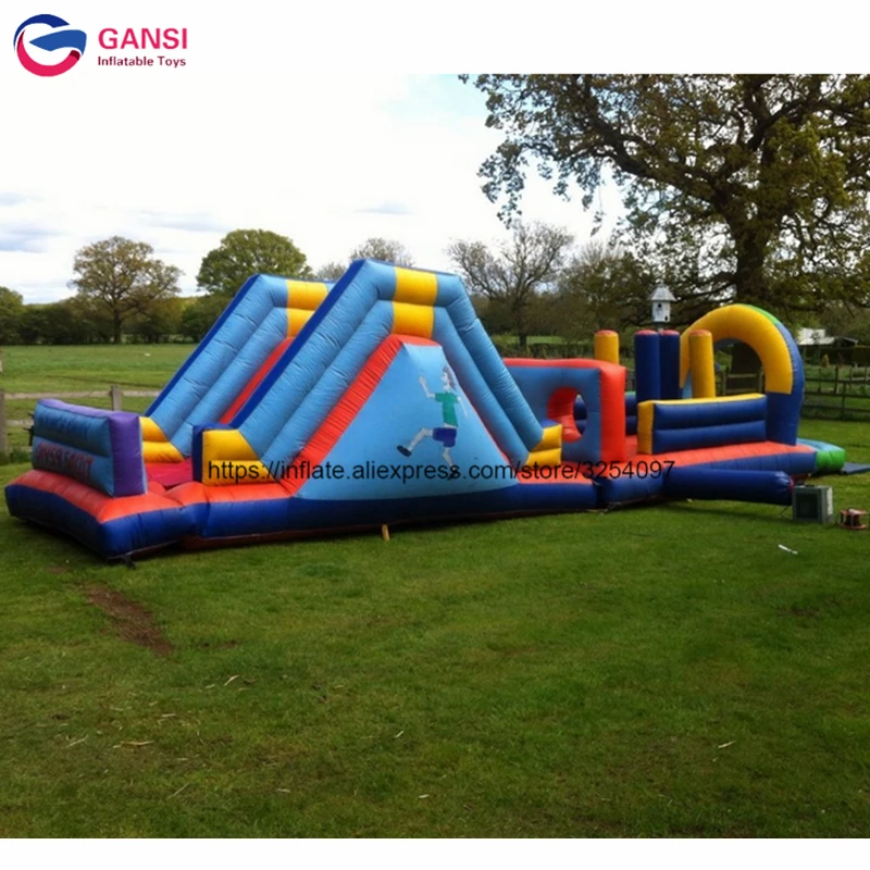 

Kids obstacle equipment inflatable course challenge, sport games inflatable obstacle course with slide