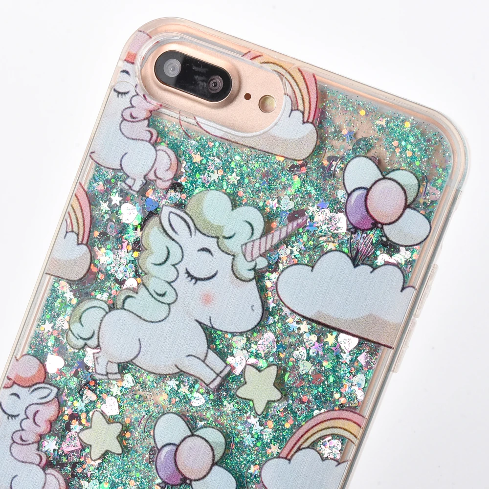 Милый мультфильм Единорог чехол для iphone 8 7 Для женщин блеск plus бампер