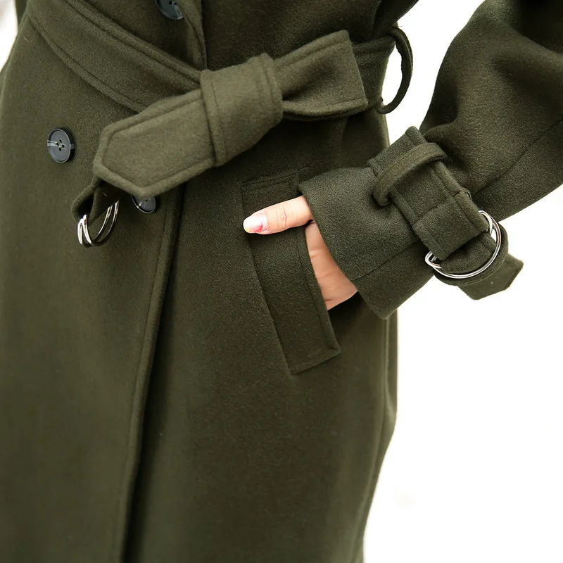 Long Wool Coat Slim Blend and Jacket Solid Women Coats Autumn Winter | Женская одежда
