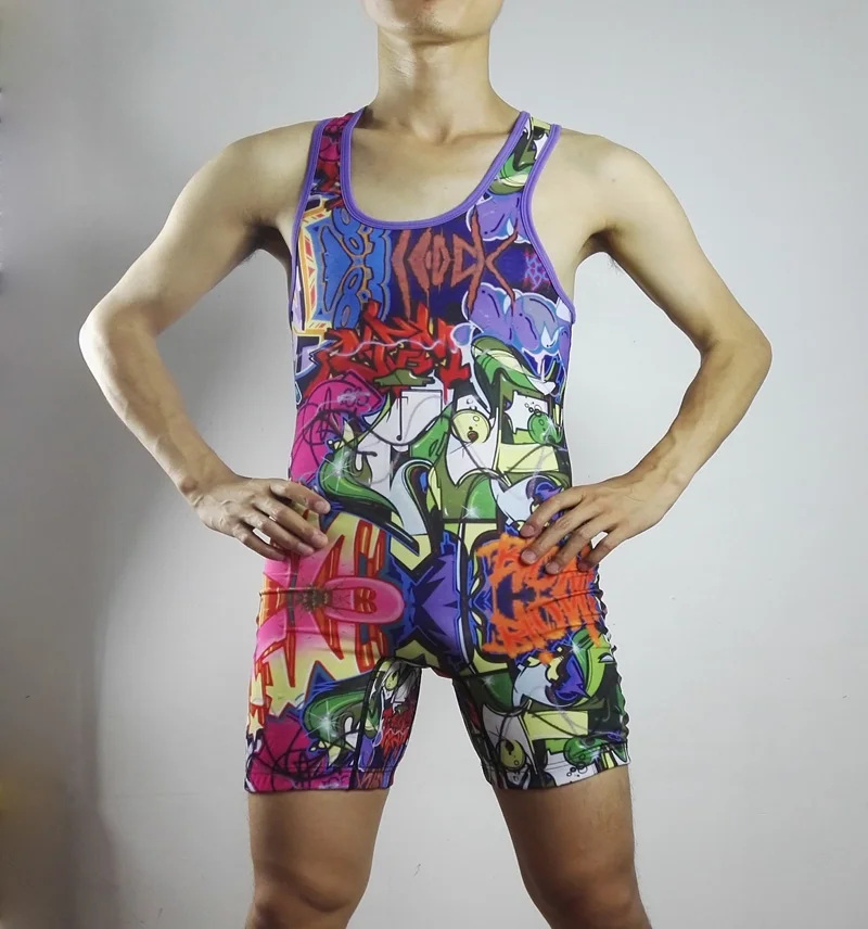 Мощный Брайан Мужское боди для борьбы одежда облегающий костюм мужской цельный