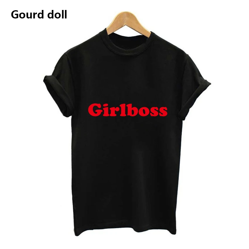 Черный Новая модная женская футболка с надписью Boss harajuku, повседневная женская футболка с коротким рукавом и круглым вырезом, kawaii tumblr, черные/белые модные женские футболки - Цвет: Черный