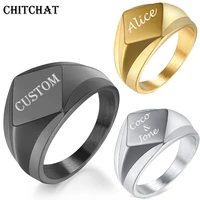 custom engraved name rings for men laser letter rhombus rings 316l stainless steel wedding rings personalized gifts