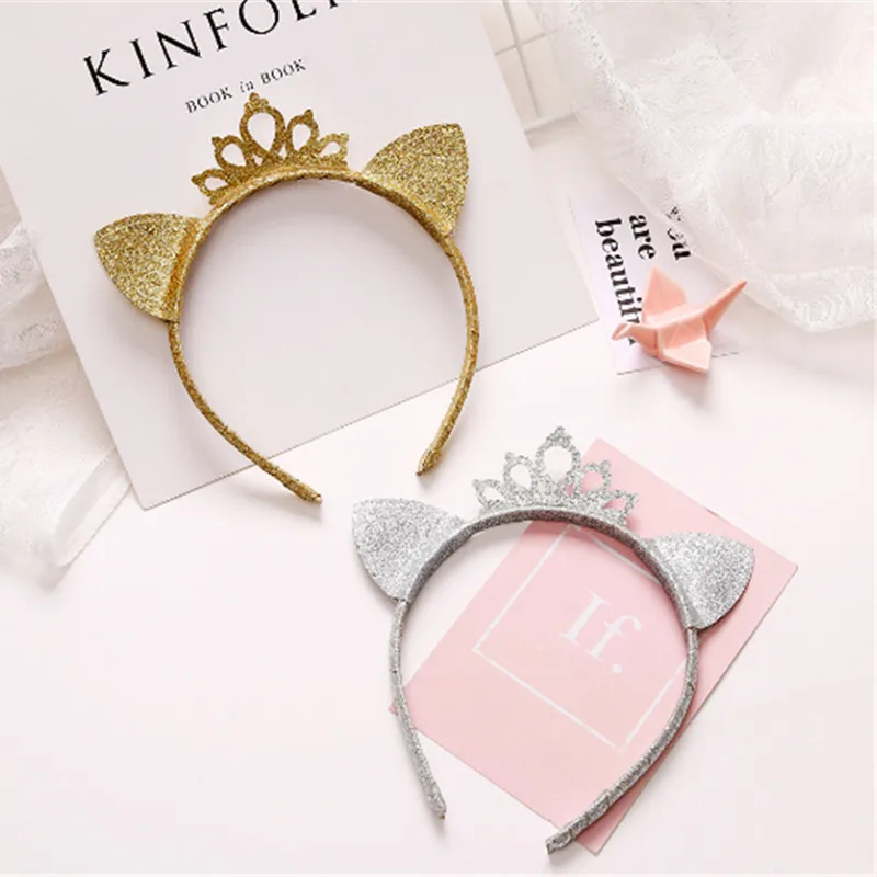 10 шт./лот обруч для волос с блестящими кошачьими ушками праздничная повязка