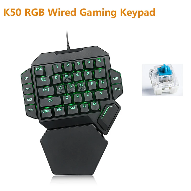 K50 RGB Проводная игровая клавиатура 35 ключ Одноручный синий переключатель