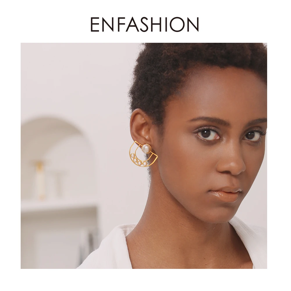 Enfashion, u-образные и жемчужные серьги, серьги-гвоздики из нержавеющей стали для женщин, серьги, модное ювелирное изделие, Букле д 'Орель, EDS181062