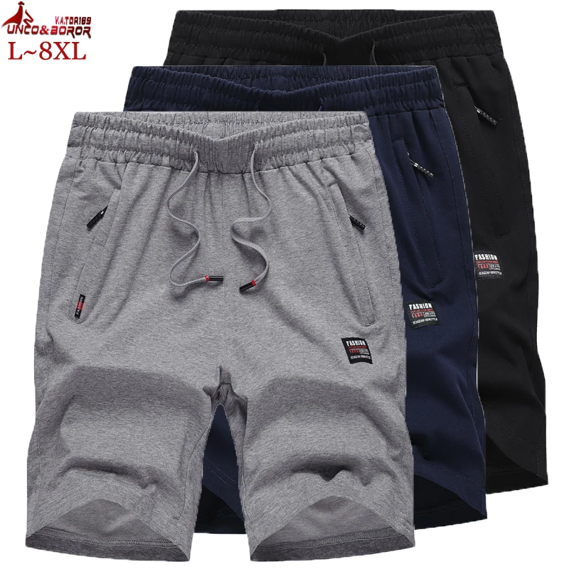 Pantalones cortos de algodón puro para hombre, Shorts transpirables de talla grande L ~ 8XL, informales, para playa, Fitness, gimnasio
