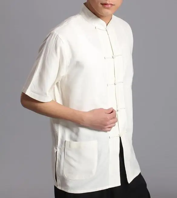 Мужские рубашки из чистого хлопка с рукавами-воланами одежда для медитации