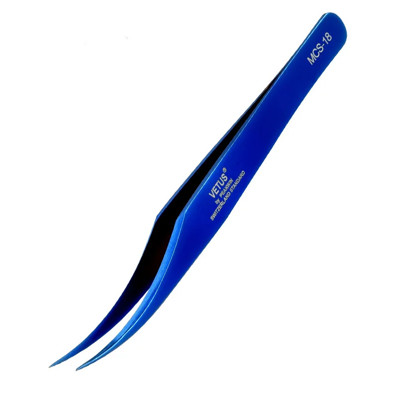 MCS18-Blue 2 стиля, пинцет для наращивания ресниц, 5 цветов, пинцет для наращивания ресниц, накладные ресницы, инструменты для укладки - Цвет: MCS18-Blue