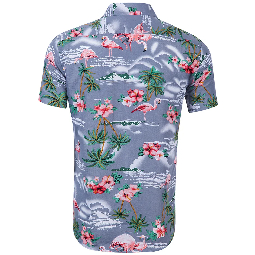 Летняя мужская футболка с короткими рукавами изображением фламинго Мужская
