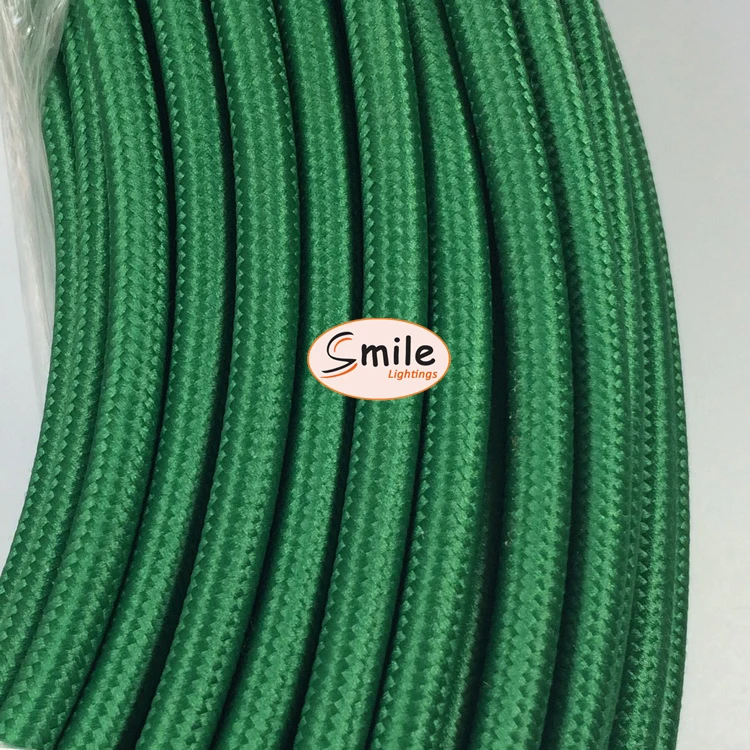 

10m/lot 2 core 0.75mm2 Dark Green Colored Fabric Cables Vintage Textile Wire