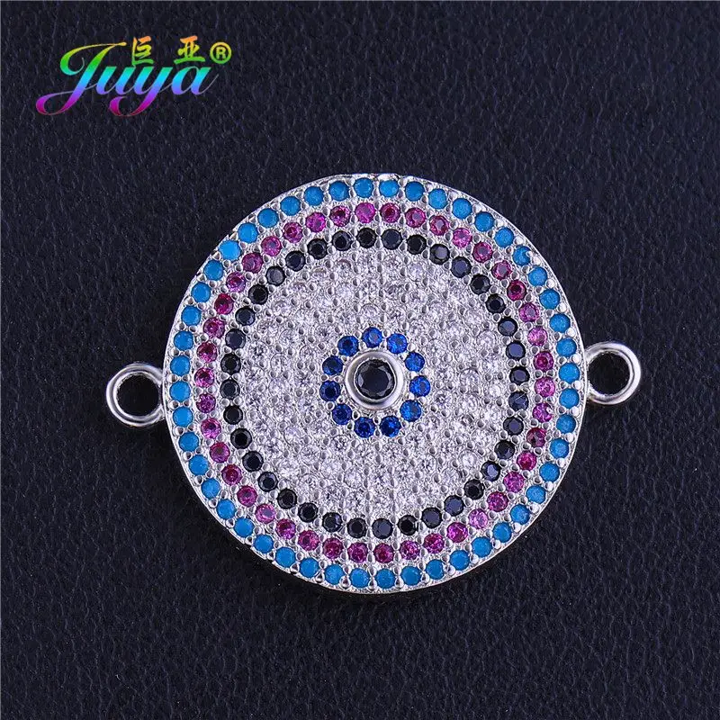 White Gold Juya DIY Красочные Кристаллы Классические Ювелирные компоненты греческий сглаза талисманы Разъем аксессуары для женщин мужчин Изготовление ювелирных изделий - Цвет: White Gold