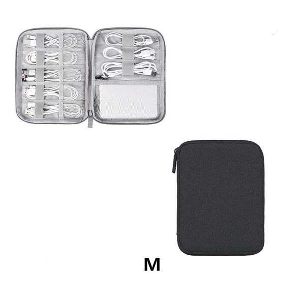 black M 1 шт. сумка для хранения usb-кабеля для передачи данных, цифровой органайзер для путешествий, сумка для наушников, чехол для путешествий, аксессуары для электроники - Цвет: black M