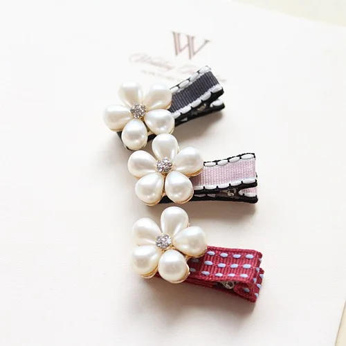 

20pcs Boutique Pearl Flower Hairpins Solid Glitter Gemsonter Florall Hair Clips Princess Headwear Fashion Girls Hair Accessories