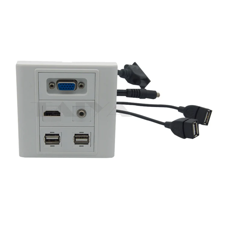 

Vga, hdmi 3,5 мм аудио, двойная USB настенная пластина с задней гнездовой на гнездовой короткий кабель
