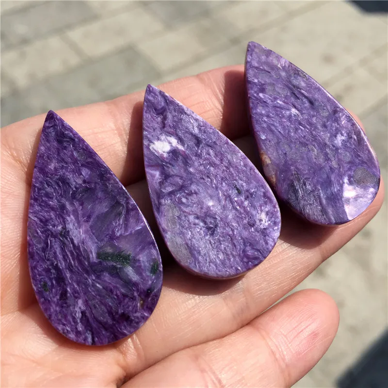 Красивый натуральный камень Charoite подвеска в форме капли гладкое ожерелье с