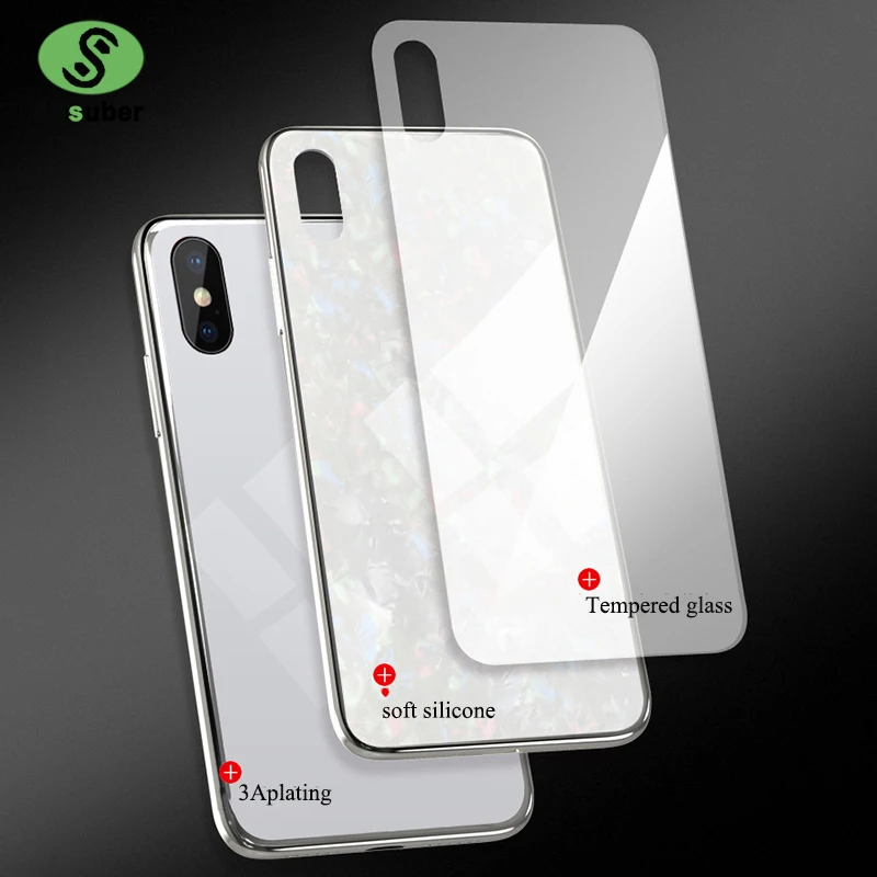 Alisuber Anti-Knock Tempered Glass Phone Cases For iPhone X 8 7 6 6S Plus Soft Edge Marble Stone Pattern Back Cover Case |