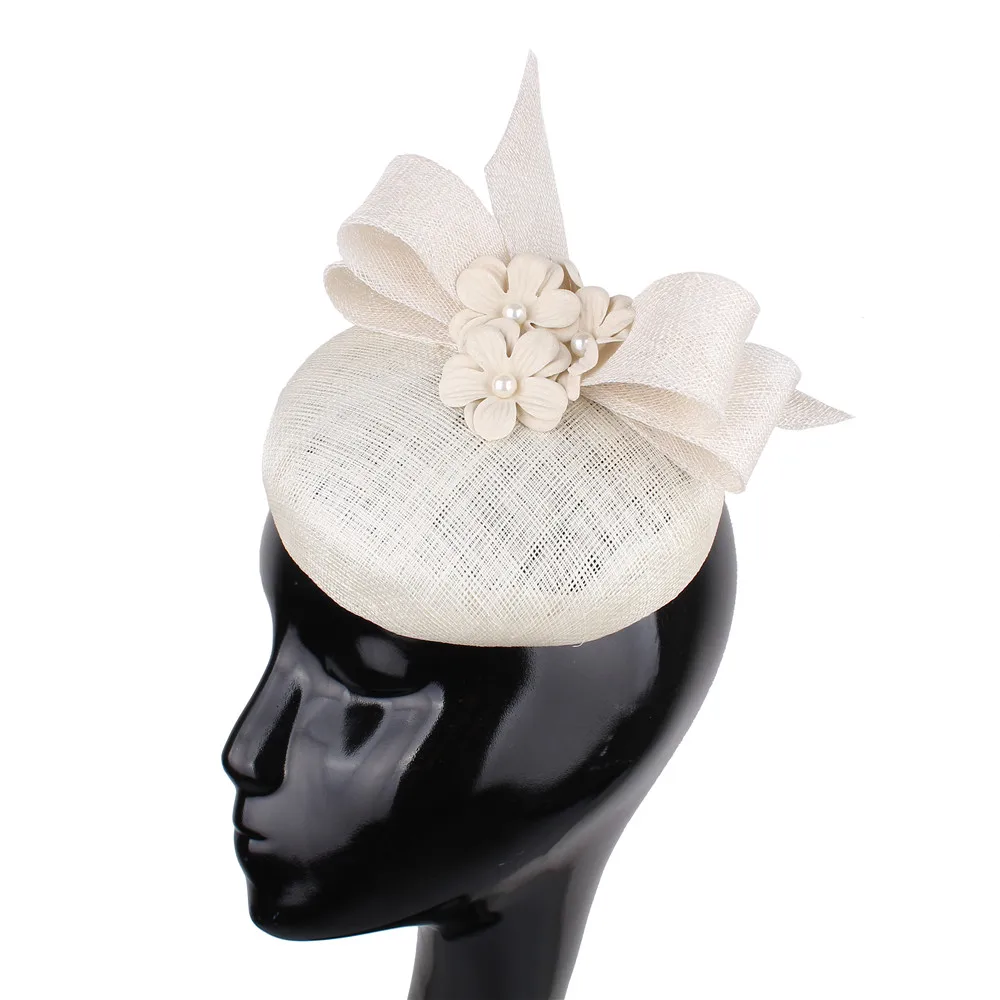 

Women 4-Layer Sinamay Base Millinery Caps For Ladies Wedding Floral Headwear Hair Clips Red Fascinators Hat Fashion High Quality