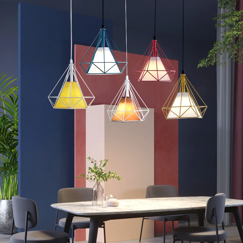 

Nordic restaurant creative personality diamond chandelier single head American retro bar table lamp loft industrial wind lamps