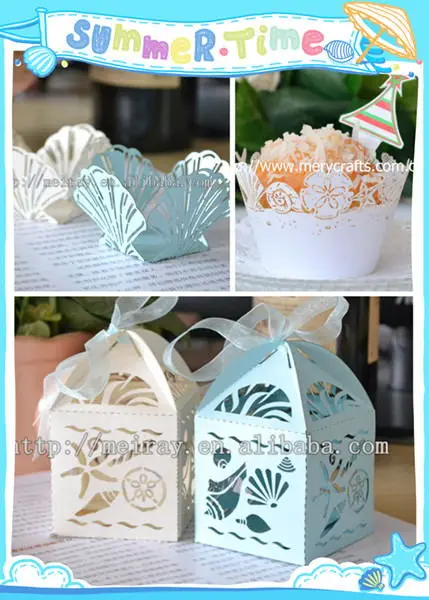 Красочная морская оболочка коробка для лазерной резки украшения пляжной