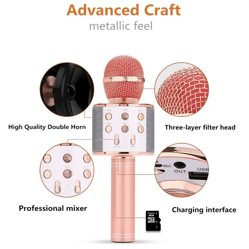 

OOTDTY Wireless Portable Handheld Bluetooth Karaoke Microphone Singing Machine