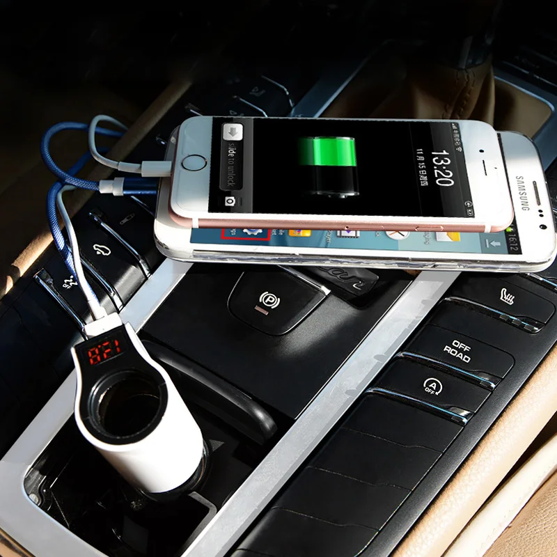 Автомобильное зарядное устройство с двумя USB разъемами для прикуривателя