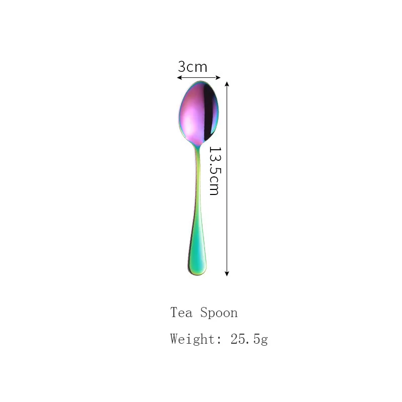 NO.10 Teaspoon Набор радужных столовых приборов из нержавеющей стали столовая посуда набор серебряных приборов столовый нож и вилка Прямая поставка - Цвет: NO.10 Teaspoon