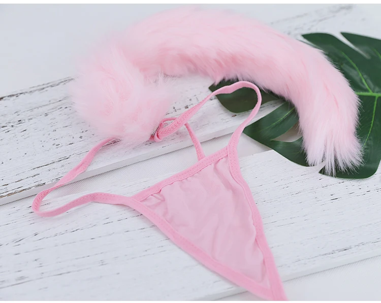 Лисий хвост Кролик хвост Милое сексуальное нижнее белье плюшевая повязка для волос мяч стринги каваи Лолита женские хлопковые стринги трусики