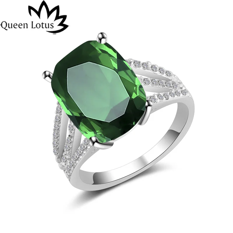 Queen Lotus 2018 гиперболы геометрические зеленый камень большое кольцо женские кольца