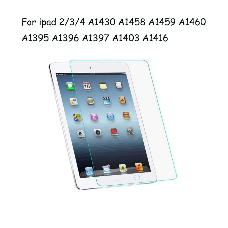 100pcs Tempered Glass Film for ipad 2 3 4 A1430 A1458 A1459 A1460 A1395 A1396 A1397 Tablet Screen Protector + Cleaning Wipes