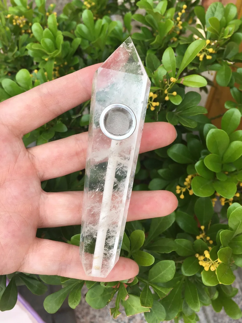 natural clear crystal smoking pipe white quartz Cigarette holder as gift | Дом и сад