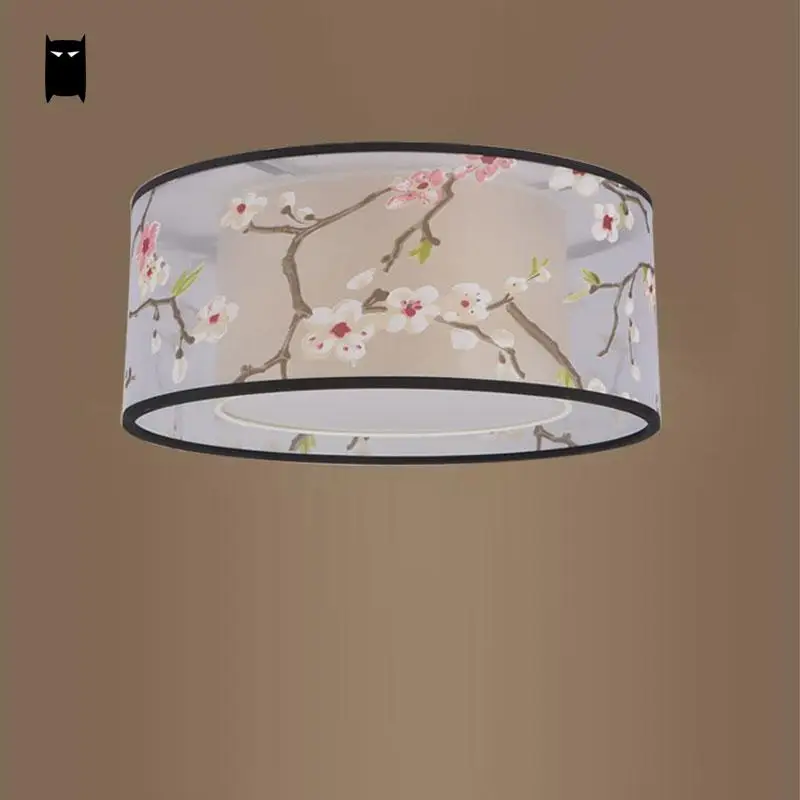 Потолочный светильник Ume Круглый из ткани китайский современный простой