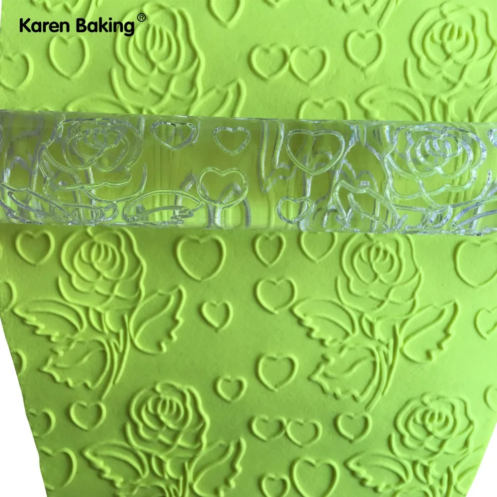 Форма Розы Прозрачный тиснение Скалка SugarCraft Кондитерские инструменты для