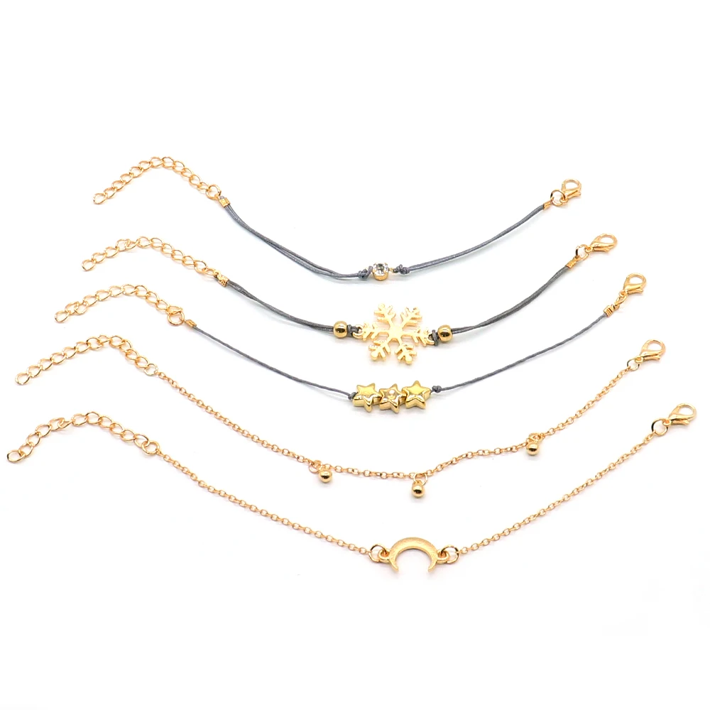 Изысканный женский браслет 5 шт./компл. со снежинкой луной пентаграммой
