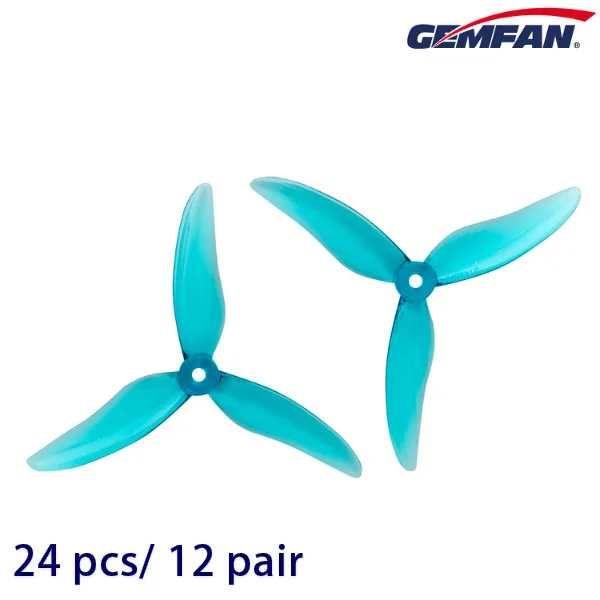 12 pair Crystal Blue 24 шт./12 пар Gemfan Hurrica 51499 5 дюймов три лопасти пропеллер реквизит CW CCW пропеллер совместимый с Т-мотором F40PROIII FPV RC - Цвет: 12 pair Crystal Blue