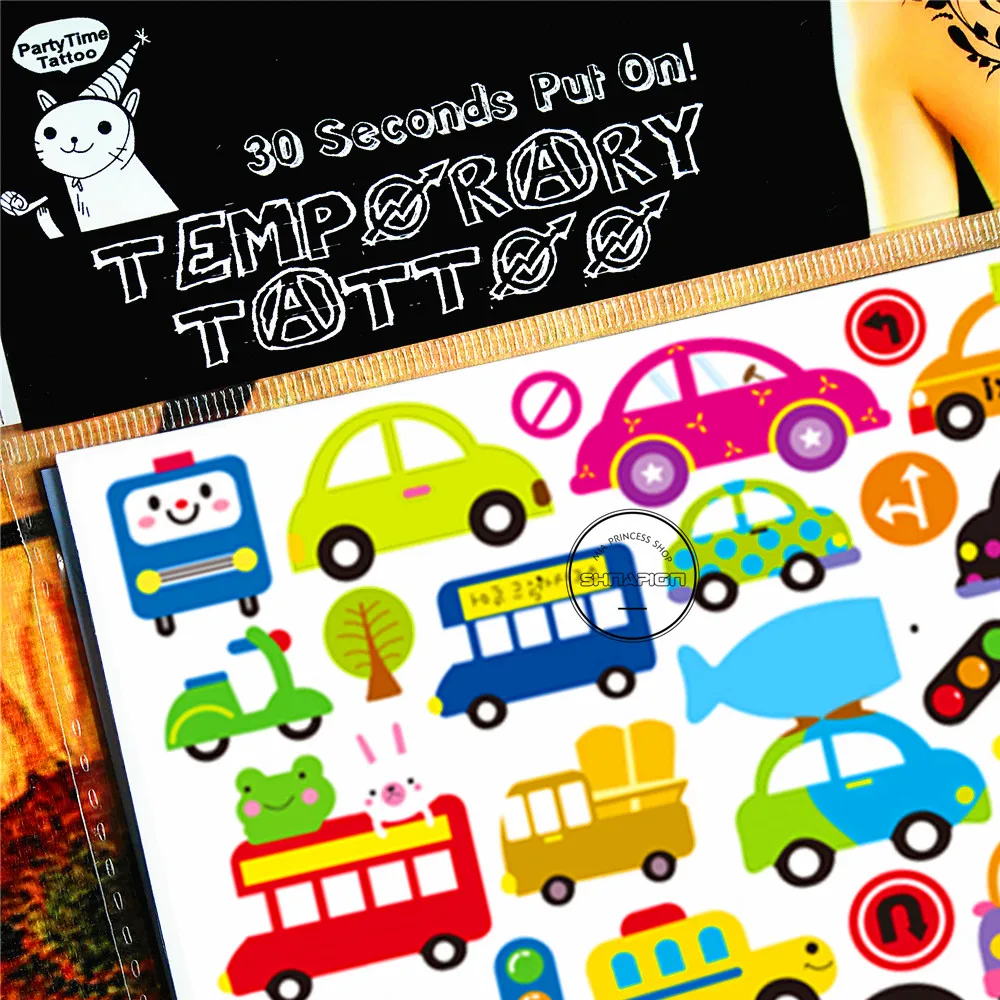 SHNAPIGN Мультяшные автомобили дети временные боди-арт флэш-тату наклейка s 17*10 см