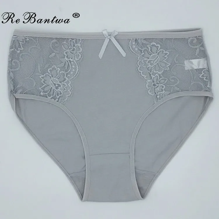 gray 1 шт. размера плюс XXL 3XL 4XL 5XL трусы женское хлопковое нижнее белье большого размера кружевные дышащие трусы женские трусики женское белье - Цвет: gray