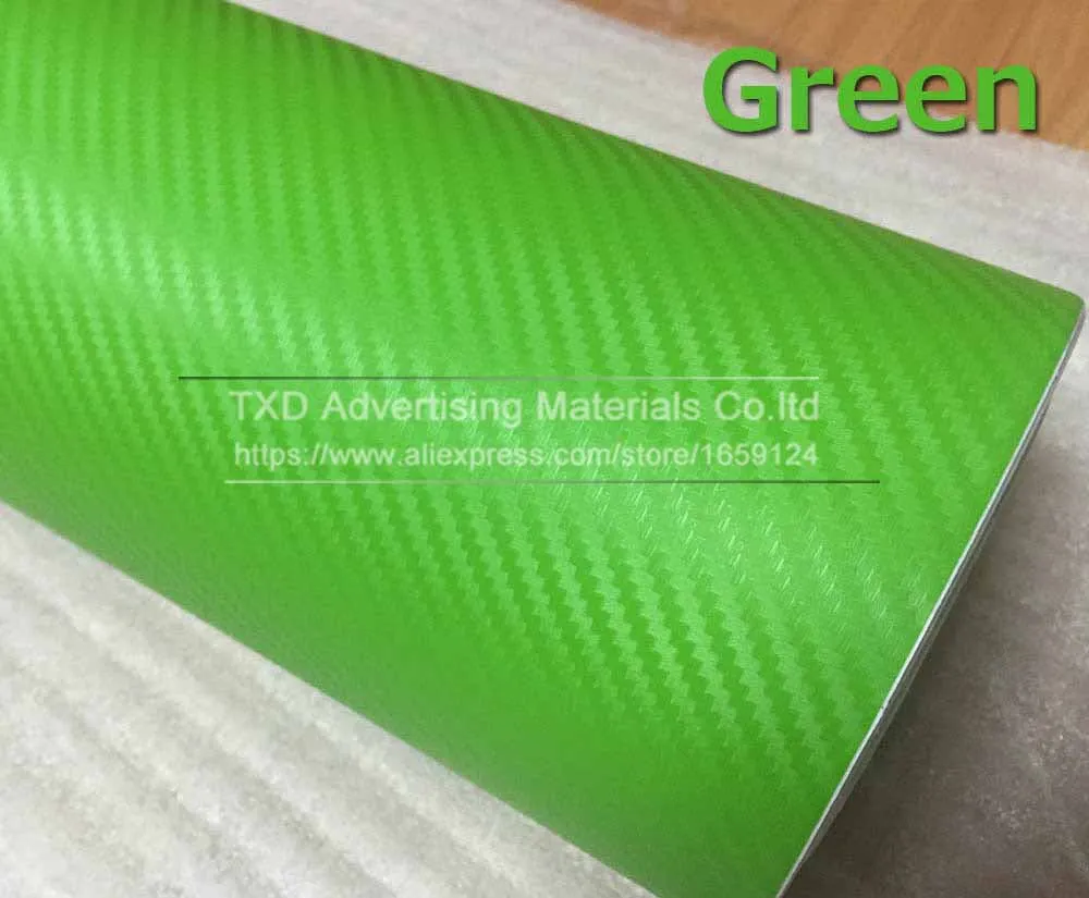 30x127 см(1" X 50") новая армейская зеленая DIY 3D виниловая пленка из углеродного волокна, рулонная пленка, наклейка для автомобиля, домашняя наклейка, лист, углеродная виниловая наклейка - Название цвета: green