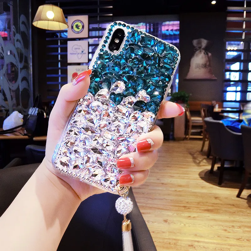 XSMYiss диаманта Bling горный хрусталь подвеска мягкая задняя крышка чехол КРЫШКА ДЛЯ huawei Honor8 9 10 20 Lite V10 V20 7X 8X 9X Nova3 4 5