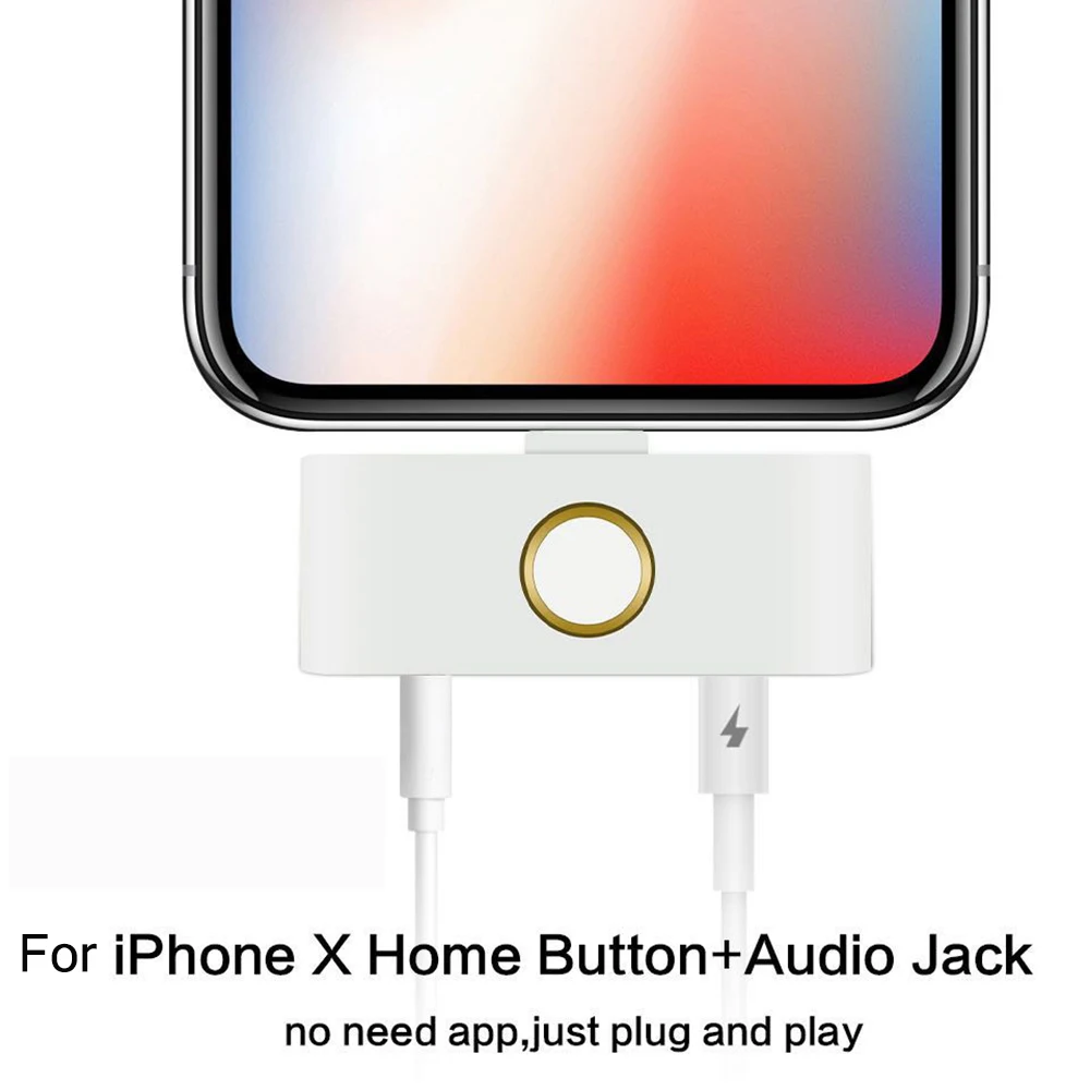 Earphone AUX Jack Audio Converter For iPhone X XR XS MAX External HOME Button 3.5MM Charger Adapter Home Key | Мобильные телефоны и