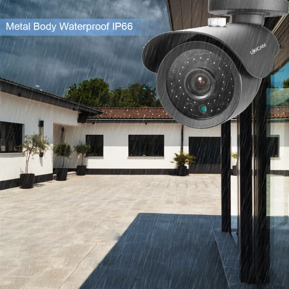 LOXCAM h.265 4CH 1080P CCTV система 4 шт 2MP Металл IP66 Водонепроницаемая уличная камера AHD P2P