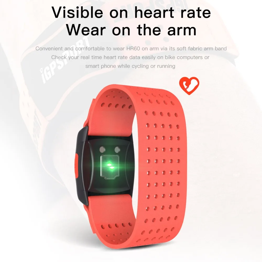 IGPSPORT HR60 монитор сердечного ритма рука фотоэлектрический монитор сердечного ритма светодиодный светильник предупреждение поддержка велосипедный компьютер и мобильное приложение