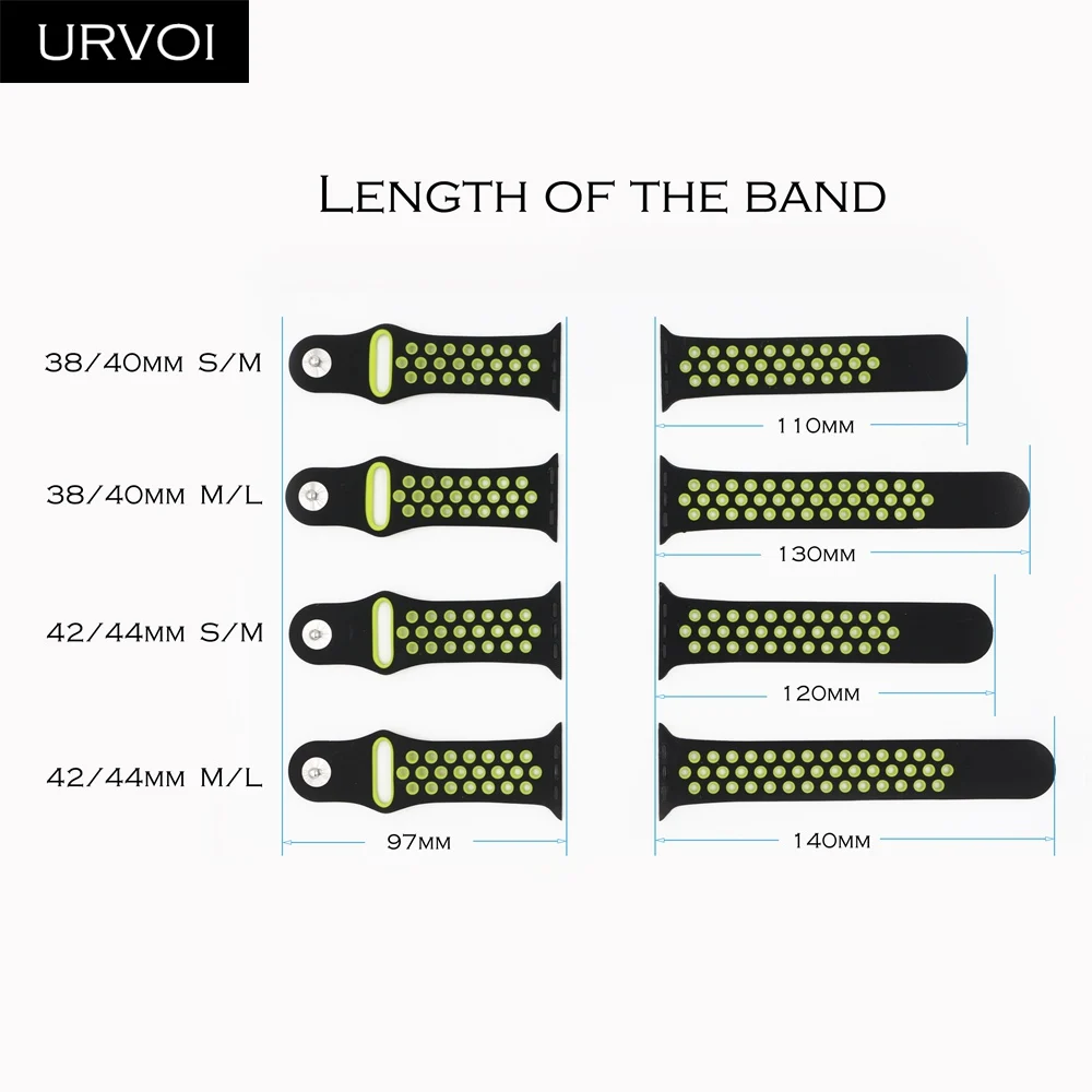 Спортивный ремешок URVOI для Apple Watch из дышащего силикона iwatch 5/4/2/1 весенние