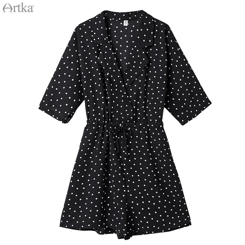 Женский шифоновый комбинезон ARTKA Свободный в горошек с высокой талией на