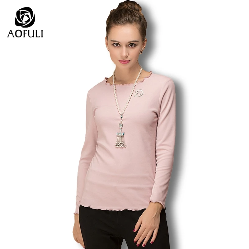Женский свитер AOFULI S Xxxl с длинным рукавом розовый 6386|tee shirt|top pinkpink tee |