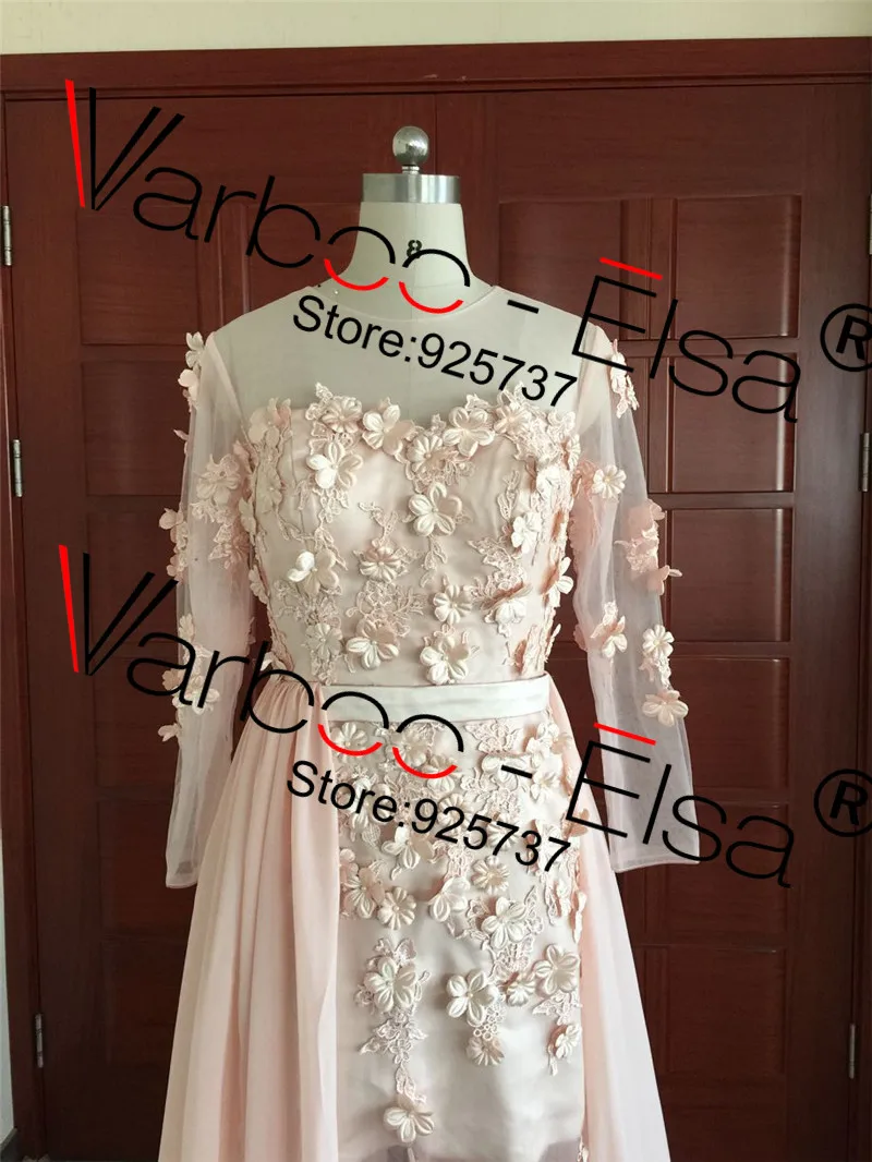 New Saudi Arabia Evening Dress Chiffon Lace Applique Sash Long Sleeves Sheath myriam fares Celebrity Dresses | Свадьбы и торжества