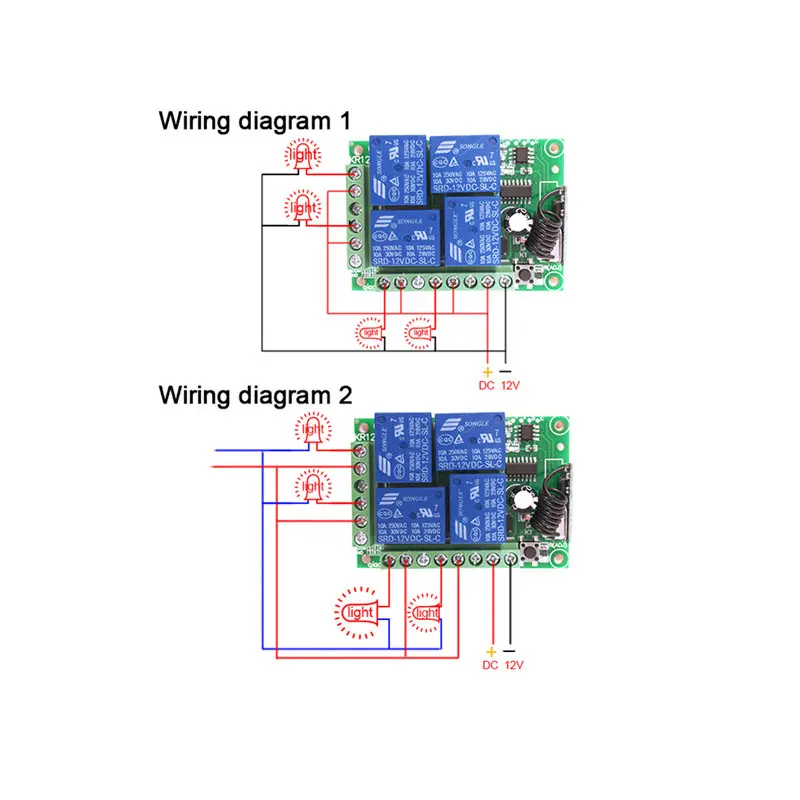 QIACHIP 433 МГц Universele Draadloze Afstandsbediening Schakelaar DC 12 V 4 CH RF Relais Ontvanger Module + | Электроника